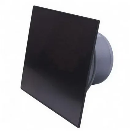 Фото №0 MM-P 06 стекло квадрат черный матовый 5,5Вт d100 малошумный вентилятор с обратным клапаном MMotors JSC