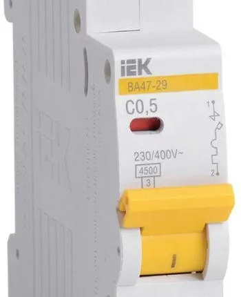 Фото №0 Выключатель автоматический модульный 1п C 0.5А 4.5кА ВА47-29 ИЭК MVA20-1-D05-C