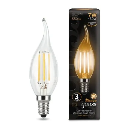 Фото №0 Светодиодная филаментная лампа Gauss Свеча на ветру 7W 550Lm 2700K E14 104801107
