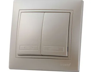 фото Выключатель 2-кл. СП Мира 10А IP20 со вставкой жемчуж./бел. перламутр LEZARD 701-3030-101