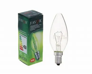 фото Лампа накаливания 'свеча' прозрачная 60Вт Е14 Favor