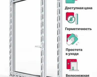 фото REHAU Пластиковое окно ПВХ РЕХАУ BLITZ 1440х870 мм (ВхШ) с учетом подставочного профиля, одностворчатое, поворотно-откидное левое, двухкамерный стеклопакет, белое