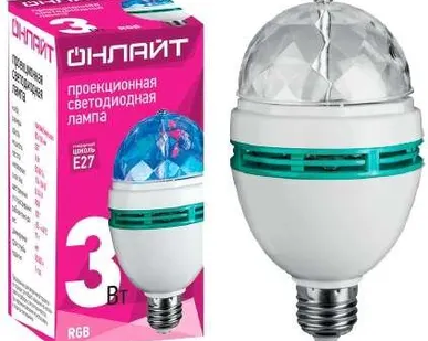 фото Лампа светодиодная 61 120 OLL-DISCO-3-230-RGB-E27 3Вт ОНЛАЙТ 61120