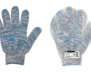 фото Перчатки х/б с ПВХ Протектор серый меланж (РФ)