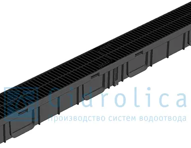 фото Комплект Gidrolica Light: лоток водоотводный ЛВ -10.11,5.9,5 - пластиковый  с решеткой РВ- 10.11.50 пластиковой щелевой, кл. A15