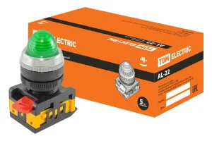 фото Лампа AL-22 сигнальная d22мм зеленый неон/230В цилиндр TDM