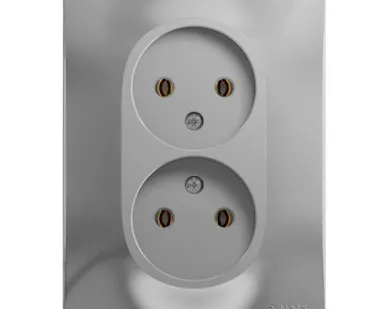 фото Розетка 2-м СП Glossa 16А IP20 без заземл. в сборе алюм. SchE GSL000320