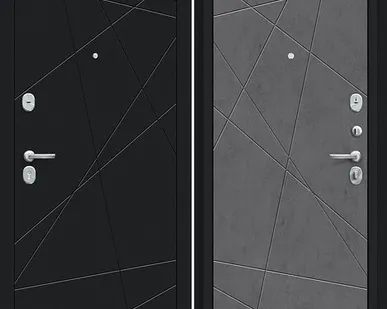 фото Входная дверь Граффити-5 Букле черное-Слэйт Арт-Бетон темный