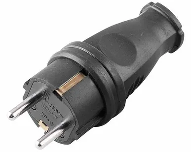 фото Вилка каучук 1-ф., 16А прямая IP44 черная RPG16-21-44...