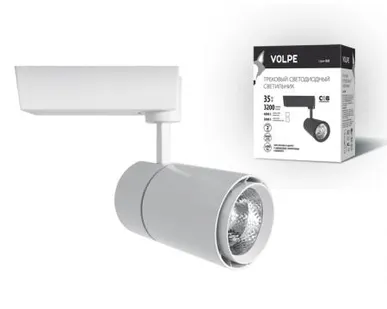 фото Светильник трековый ULB-Q252 35W/WW/A WHITE Светильник светодиодный трековый. 35 Вт. 3000Лм. Теплый белый свет (3000К). Корпус белый. 9,5*19см. ТМ Volpe.