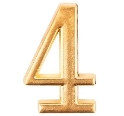 Фото №0 Цифра для обозначения номера квартиры, металлическая Золото "4" РОС 67294