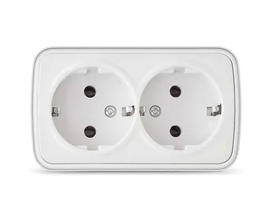фото Розетка 2-м ОП Электра с заземл.бел. Союз 0020