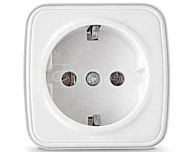 фото О/У Розетка 1-ая с заземлением Белый Электра Союз