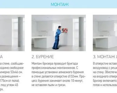 фото Стандартный монтаж Бризера TION O2 Standart
