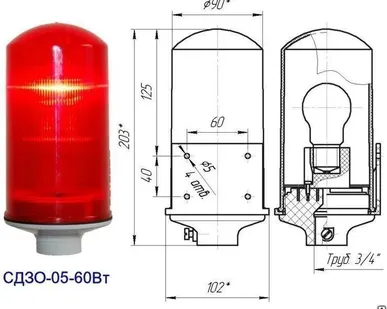 фото Заградительный огонь низкой интенсивности СДЗО-05-60Вт &gt;10cd, тип А