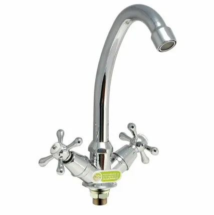 Фото №0 Дисма Смеситель для мойки двуручный "Juguni" с гибкой подводкой, крепление-гайка, JGN0340, кран-букса кера