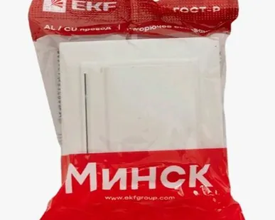 фото Минск Розетка 1-мест. СП с/з с крышкой 16А бел. с защ. штор. IP44 EKF