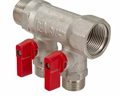 фото Коллектор с отсекающ кран 1"х1/2"- 2 вых Valtec