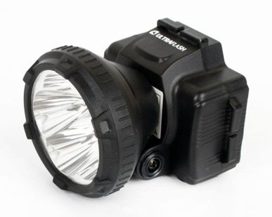 фото Фонарь аккумуляторный налобный LED5365 5LED 2 режима 220В пластик. черн. (бокс) Ultraflash 11648