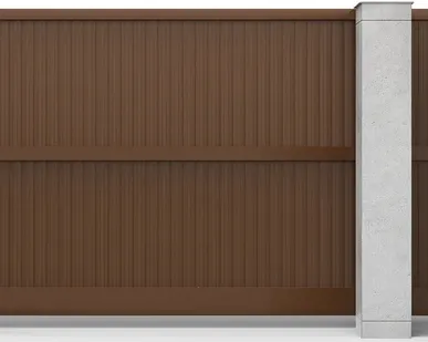 фото Откатные ворота р-профиль вертикальные коричневые 3000х2000 мм