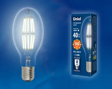 фото Лампа LED-ED90-40W/DW/E40/CL GLP05TR Лампа светодиодная, прозрачная. Дневной белый свет (6500K). Картон. ТМ Uniel