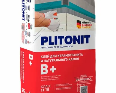 фото Клей для плитки, керамогранита и камня Plitonit (Плитонит) B+ (класс С1) 25 кг