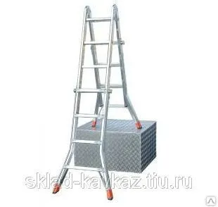 фото Шарнирная телескопическая лестница с перекладинами KRAUSE TELEMATIC 122315