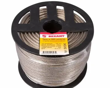 фото Трос стальной в ПВХ изоляции d4.0мм (уп.100м) Rexant 09-5240