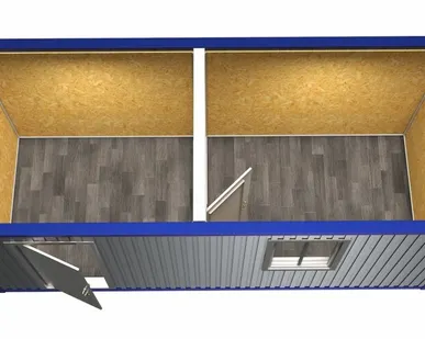 фото Бытовка с перегородкой и двумя окнами модель: ВМ-БТ05