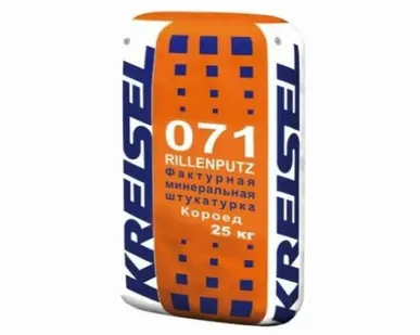 фото Штукатурка декоративная RILLENPUTZ 071 DR 1.5-2.0мм (короед), 25кг КРАЙЗЕЛ (1п=42 шт)