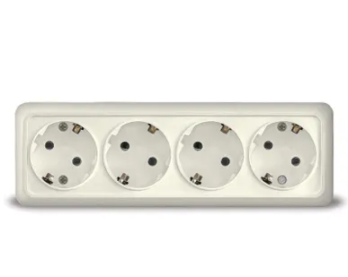 фото Розетка 4-м ОП Олимп с заземл. сл. кость UNIVersal 1169