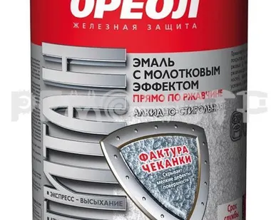 фото Эмаль ОРЕОЛ ТИТАН молот/эфф 0,4кг золотистая алк-стирол (8) ВМ