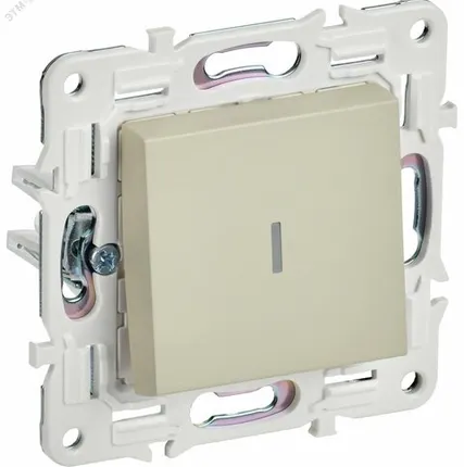Фото №0 SKANDY Выключатель 1-клавишный проходной с индикацией 10А SK-V08B бежевый IEK