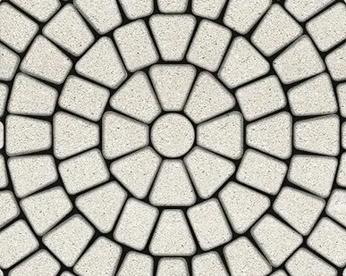 фото Тротуарная плитка Выбор Классико Гранит 60 мм 3 камня круговая Белая