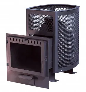 Фото №0 НМК Печь банная чугунная "Сибирь-20". Панорамная дверца (Сетка)