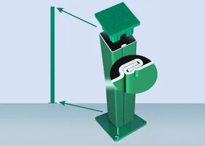 Фото №0 Столб с приварным фланцем - 700.60х40.1,5мм (RAL 6005)