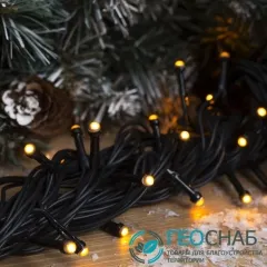 фото Светодиодная гирлянда-нить 100 led (10м) нить тёмная, свечение жёлтое