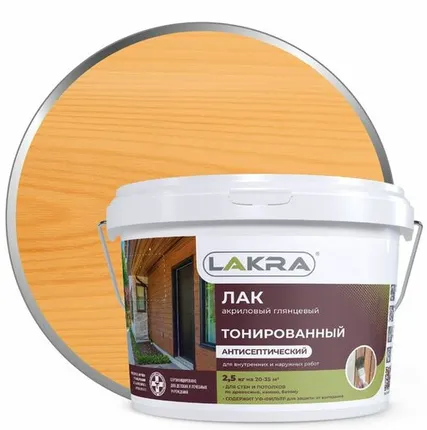 Фото №0 Лак в/д тонированный Орегон 2,5кг Л-С