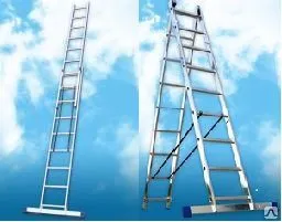 фото Лестница двухсекционная алюминиевая 5209, 2х9 ступеней, max H = 4,20м