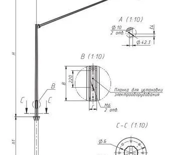 фото Опора светофорная металлическая CC-7,5/6,0-1-ц