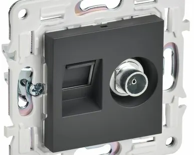 фото SKANDY Розетка двойная TV+RJ45 кат.5E SK-A14T титан IEK