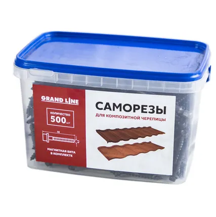 Фото №0 Саморезы для композитной черепицы, коричневый (500шт)