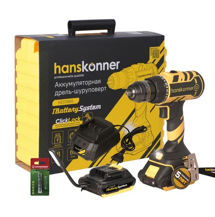 Фото №0 Аккумуляторный шуруповерт Hanskonner HCD1865 1BatterySystem