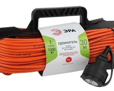 фото Удлинитель силовой UFx-1-2x0.75-30m-IP44 на рамке б/з 1гнездо 30м ПВС 2х0.75 Эра Б0046822