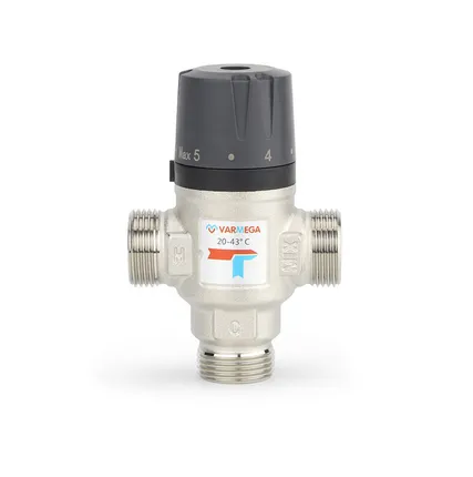 Фото №0 Термостатический смесительный клапан 1" н.р. Varmega (20-43°С, KV 1,6)