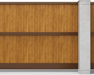 фото Откатные ворота р-профиль вертикальные золотой дуб 3500х2000 мм