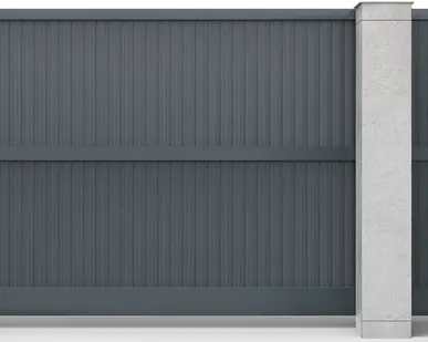 фото Откатные ворота р-профиль вертикальные серый антрацит 4000х2000 мм