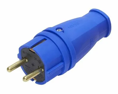 фото Вилка каучук 1-ф., 16А прямая IP44 синяя RPG16-21-441...