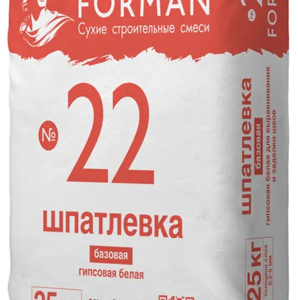 Фото №0 Шпатлевка гипсовая для заделки швов и выравнивания, Forman 22, 25кг