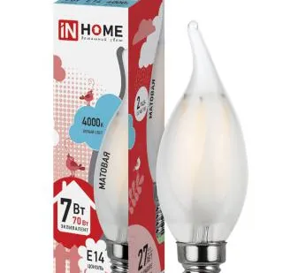 фото Лампа светодиодная LED-СВЕЧА НА ВЕТРУ-deco 7Вт 230В Е14 4000К 630Лм матовая IN HOME